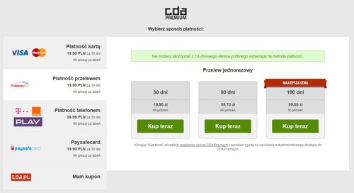 Ile kosztuje konto premium na CDA?
